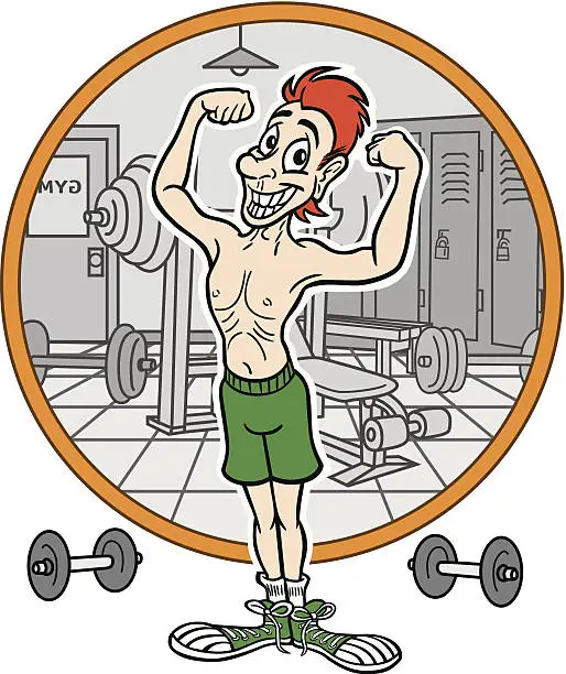 Vector illustration of Skinny Bodybuilder