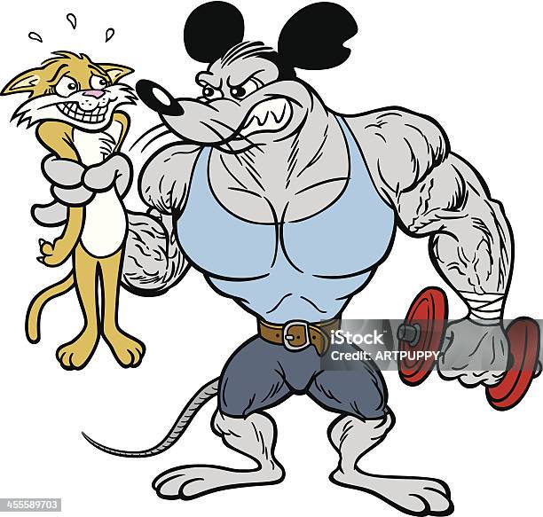 Bodybuilder Chat Et De La Souris Vecteurs libres de droits et plus d'images vectorielles de Chat domestique - Chat domestique, Body building, Musclé