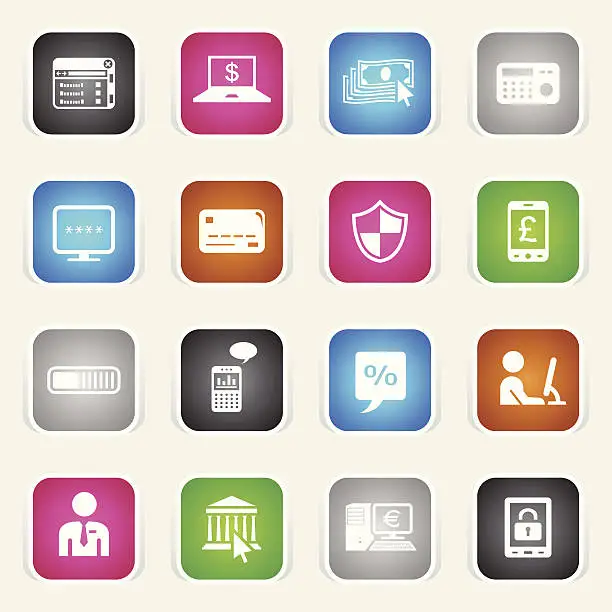 Vector illustration of Multicolor Icons - Home Banking