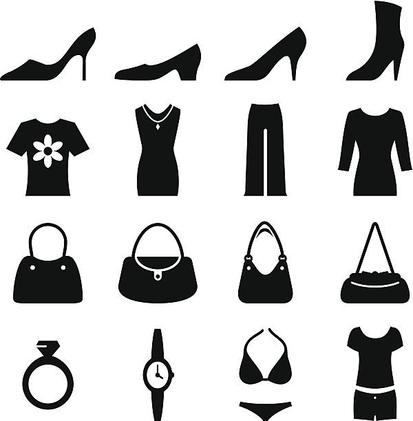 ilustrações, clipart, desenhos animados e ícones de de moda feminina-preto series - bikini top