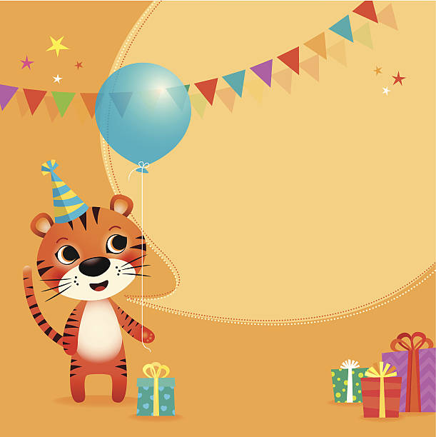 Tiger birthday vector art illustration