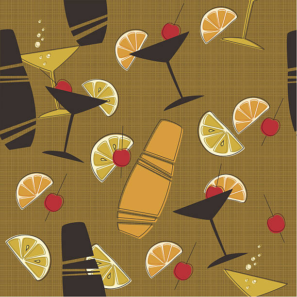 Retro Cocktail Pattern A retro style repeatable cocktail pattern. cocktail patterns stock illustrations