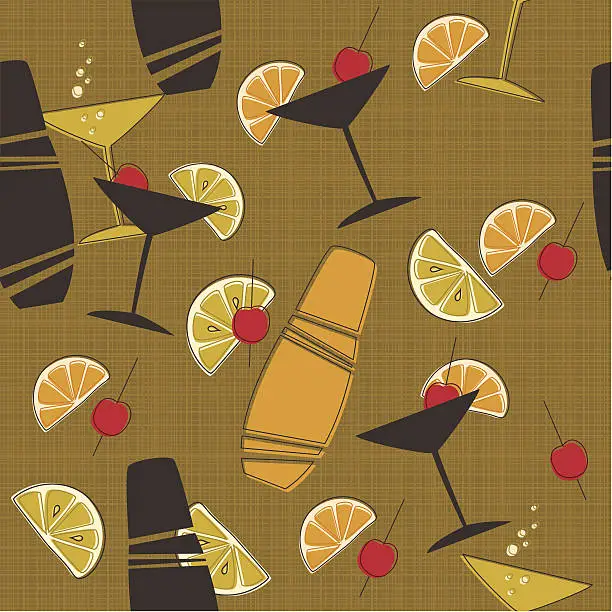 Vector illustration of Retro Cocktail Pattern