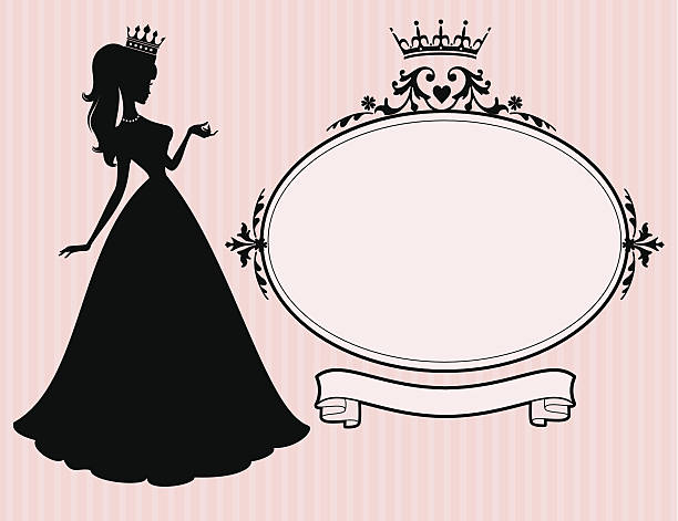 принцесса frame - women crown tiara princess stock illustrations