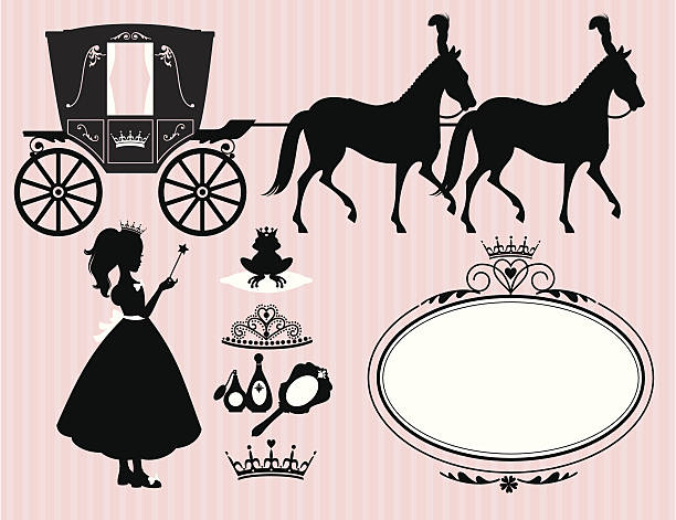 리틀 princess 설정 - mirror ornate silhouette vector stock illustrations