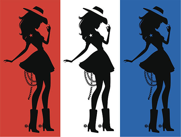 ilustraciones, imágenes clip art, dibujos animados e iconos de stock de linda cowgirl - silhouette rope profile beauty