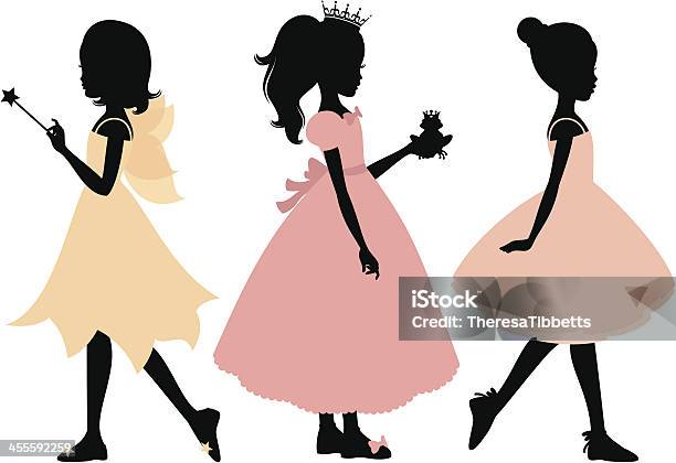 Little Girls Costumes Stock Illustration - Download Image Now - Princess, In Silhouette, Ballet Dancer