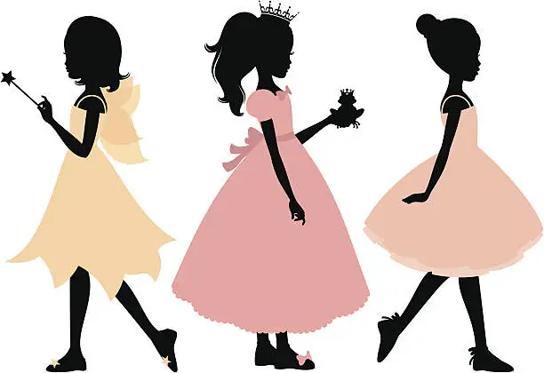 Vector illustration of Little Girl's Costumes