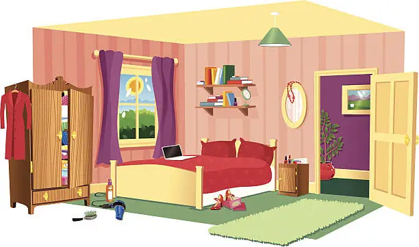 Vector illustration of Typical bedroom scene