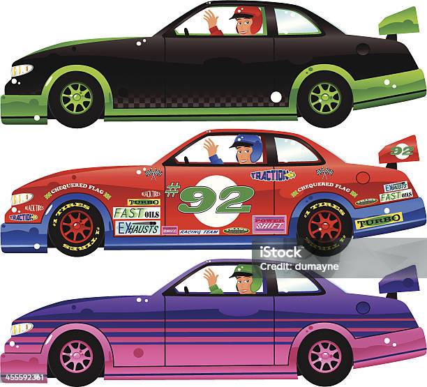 Three Indy Race Cars Plus Drivers Stock Illustration - Download Image Now - Stock Car, Racecar, Car