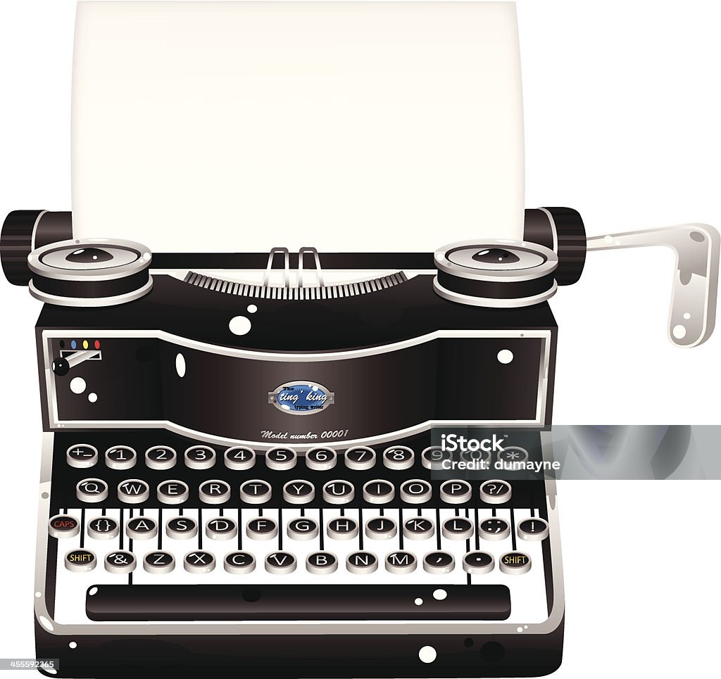 Old fashioned antigüedades de máquina de escribir - arte vectorial de Acero libre de derechos