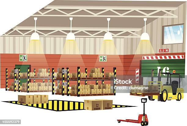 Modern Warehouse Interior View Stock Illustration - Download Image Now - Loading Dock, Warehouse, Factory