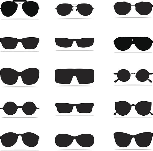 Sunglasses Icon Silhouettes An assortment of Sunglasses Icon Set in a variety of shapes, background can be removed, vector format, EPS, AI, PDF and CDR X4. sunglasses stock illustrations