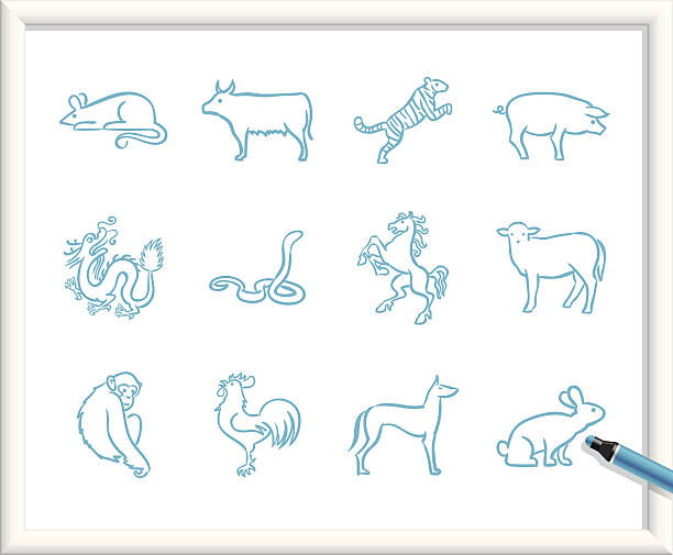 szkic ikony-chiński zodiaka - ox tail stock illustrations