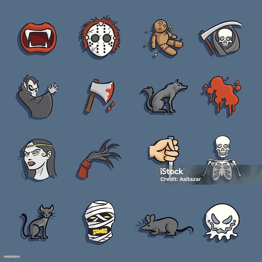 Cartoon Icons - Horror Illustration of Horror icons. The icons are made of flat shapes, no brushes and strokes. Halloween stock vector