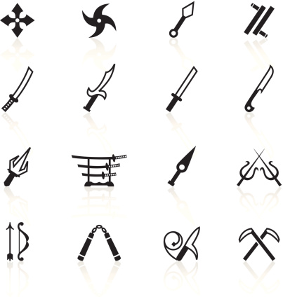Japanese ninja weapons related icons.