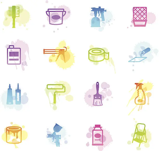 Vector illustration of Stains Icons - Painting Tools