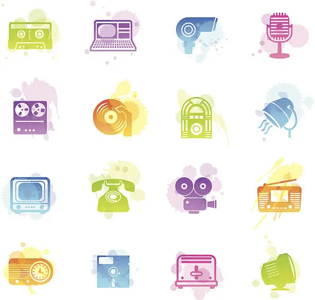 Vector illustration of Stains Icons - Retro Electronics