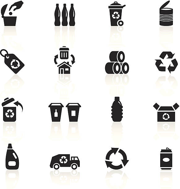 Black Symbols - Recycle Illustration of different recycling symbols. black trash bin stock illustrations
