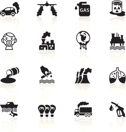 Illustration of different pollution related symbols.