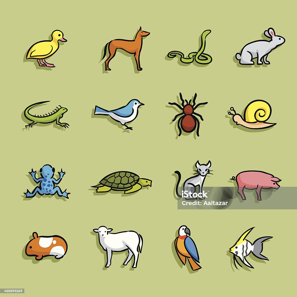 Cartoon Icons - Pets Illustration of Pets icons. The icons are made of flat shapes, no brushes and strokes. Icon Symbol stock vector