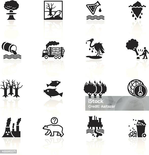 Black Symbols Environmental Damage Stock Illustration - Download Image Now - Pollution, Oil Spill, Water Pollution