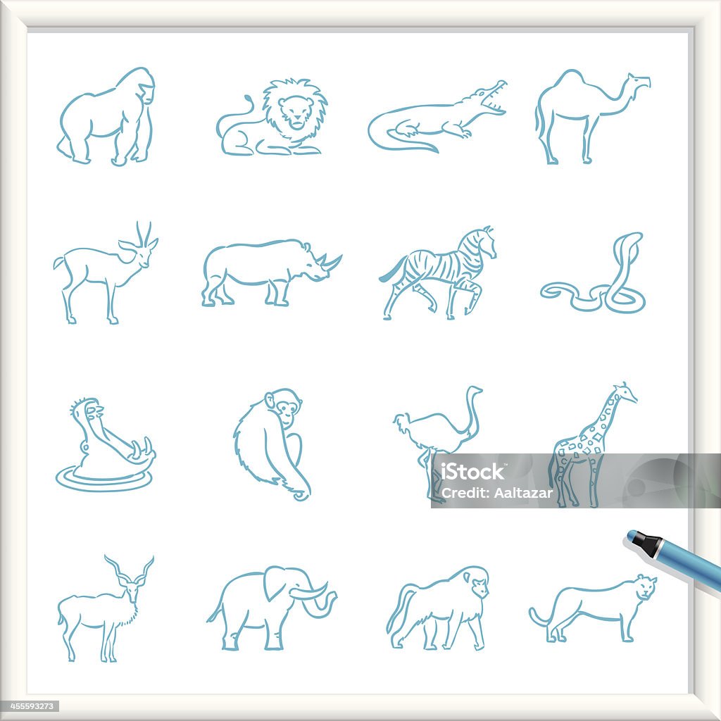 Sketch Icons - African Animals Illustration of African Animals Icons. The icons are made of flat shapes, no brushes and strokes. Doodle stock vector