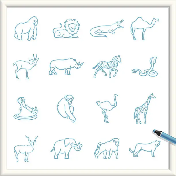 Vector illustration of Sketch Icons - African Animals