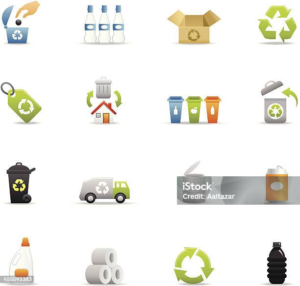 Farbe Iconrecycling Stock Vektor Art und mehr Bilder von Müllauto - Müllauto, Altglasbehälter, Aluminium