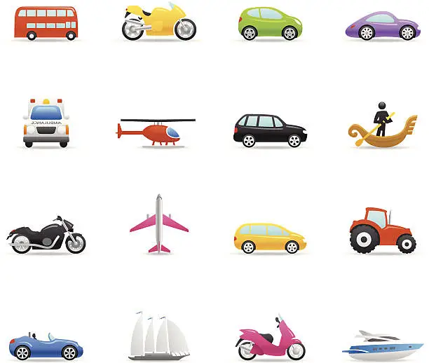 Vector illustration of Color Icons - Transportation