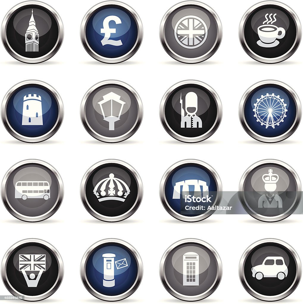 Supergloss ícones-Inglaterra - Royalty-free Autocarro arte vetorial