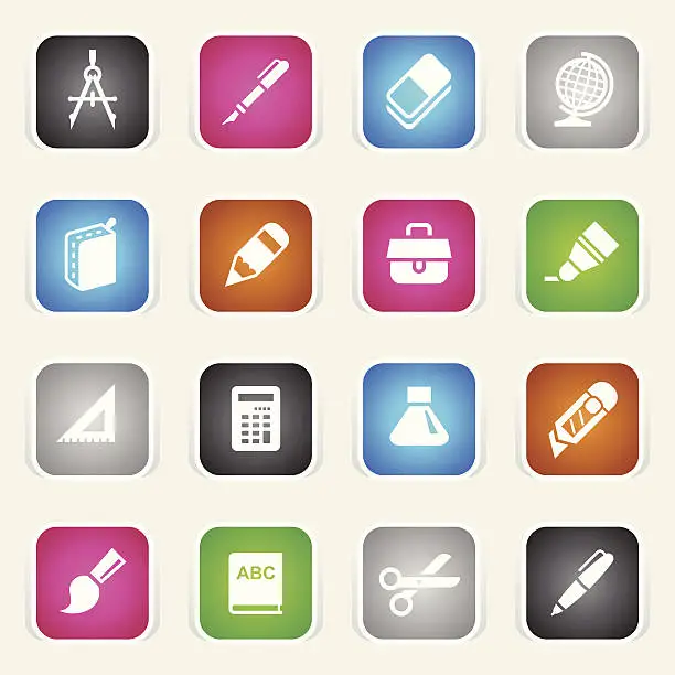 Vector illustration of Multicolor Icons - School Supplies