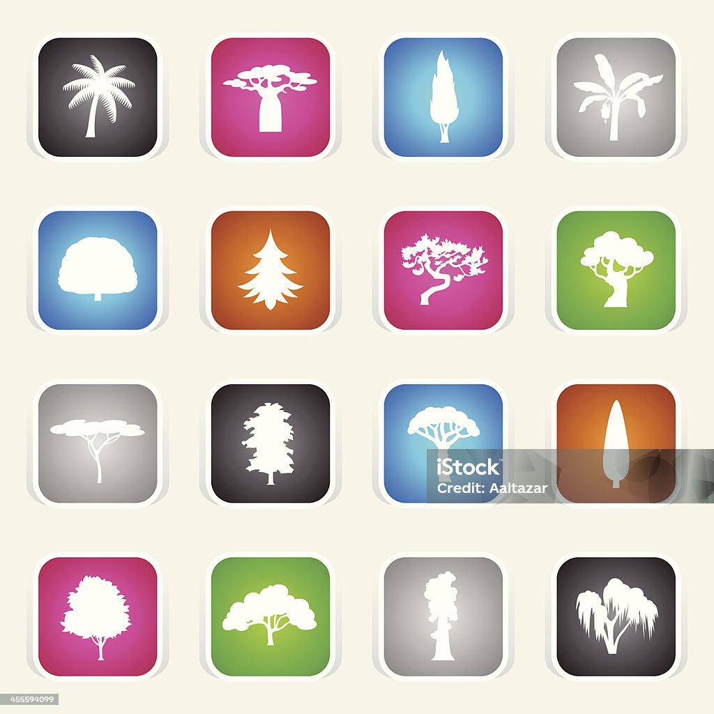 Multicor ícones-árvores - Vetor de Cipreste royalty-free