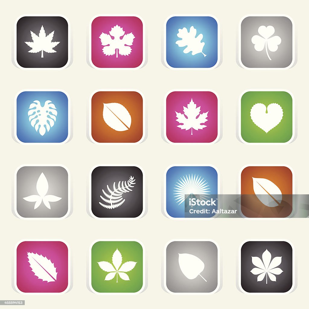 Multicolor Icons - Leaves The icons were created using flat shapes, linear and radial gradients. Leaf stock vector