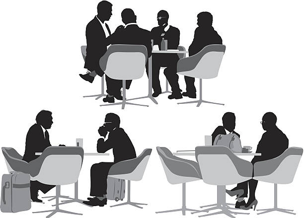 Business people sitting at restaurant Business people sitting at restauranthttp://www.twodozendesign.info/i/1.png black and white eyeglasses clip art stock illustrations