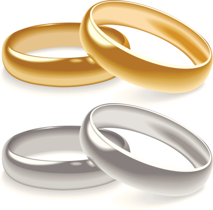 Illustration of Yellow Gold and White Gold Wedding Rings (Pdf(6) and Ai(8) files are included)