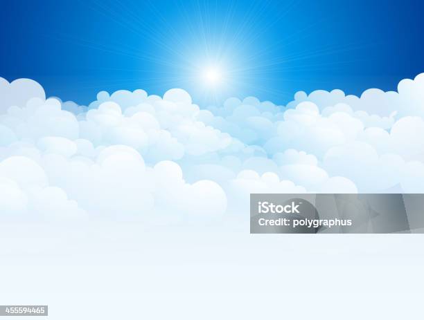 Vetores de Ilustração Em Vetor De Nuvens No Céu Azul e mais imagens de Nuvem - Nuvem, Céu - Fenômeno natural, Azul