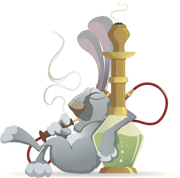 Vector illustration of Rabbit with a hookah