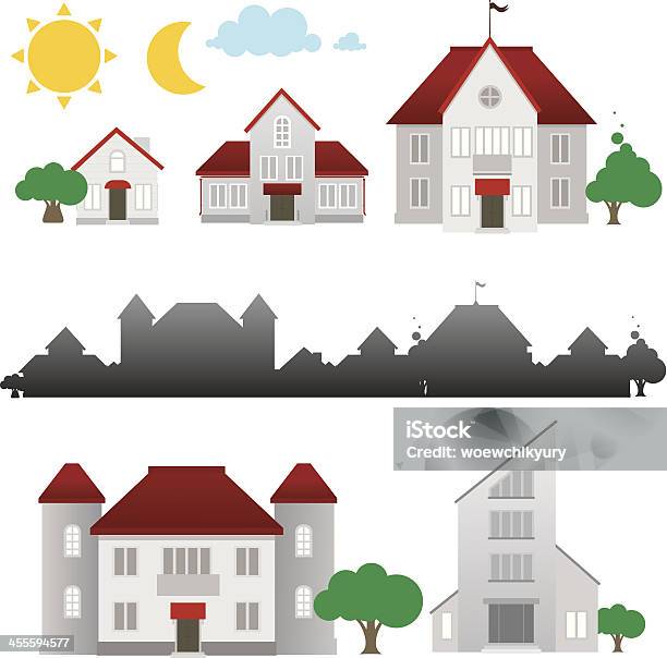 Дома Pack — стоковая векторная графика и другие изображения на тему Векторная графика - Векторная графика, Вилла, Внешний вид здания
