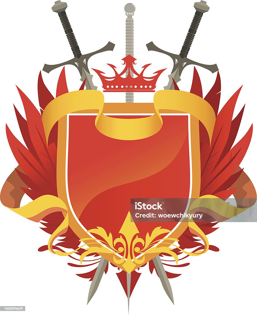 Heraldic щит (красный - Векторная графика Меч роялти-фри