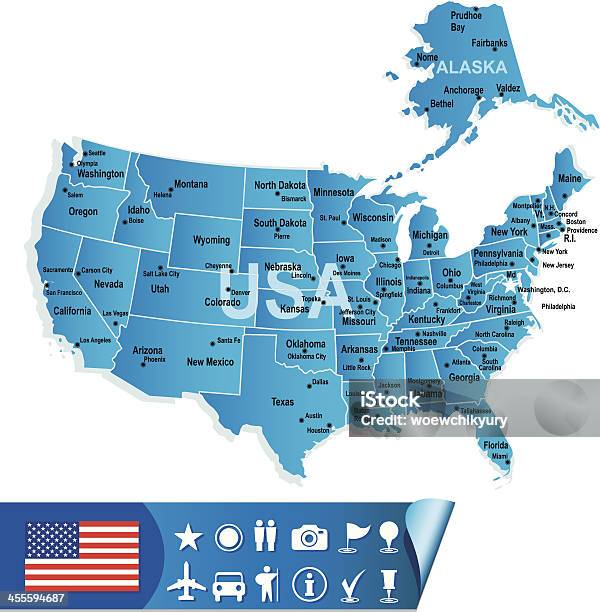 Mappa Di Stati Uniti Damerica - Immagini vettoriali stock e altre immagini di Accuratezza - Accuratezza, Carta geografica, Stati Uniti d'America