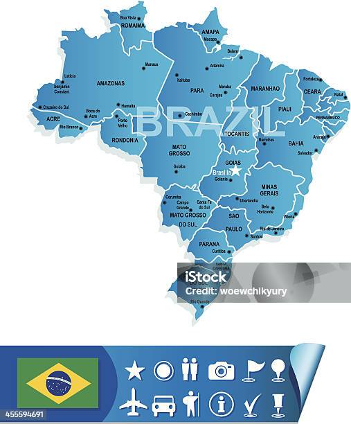 Бразилия Карта — стоковая векторная графика и другие изображения на тему Бразилия - Бразилия, Векторная графика, Глобальный