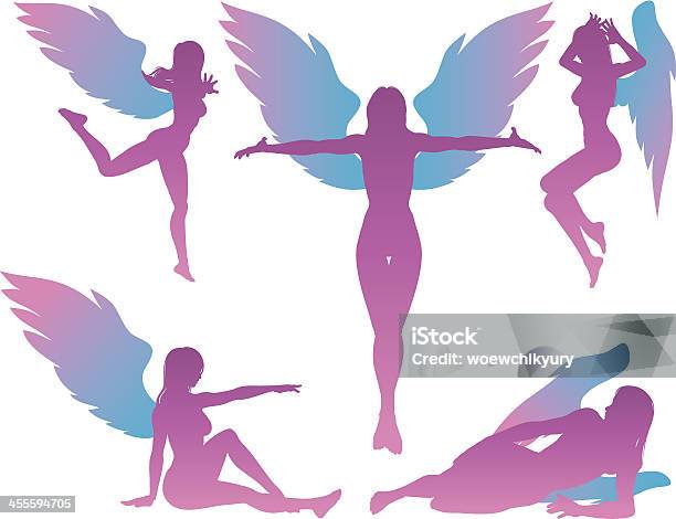 Angel Vector Stock Illustration - Download Image Now - In Silhouette, Animal Wing, Angel
