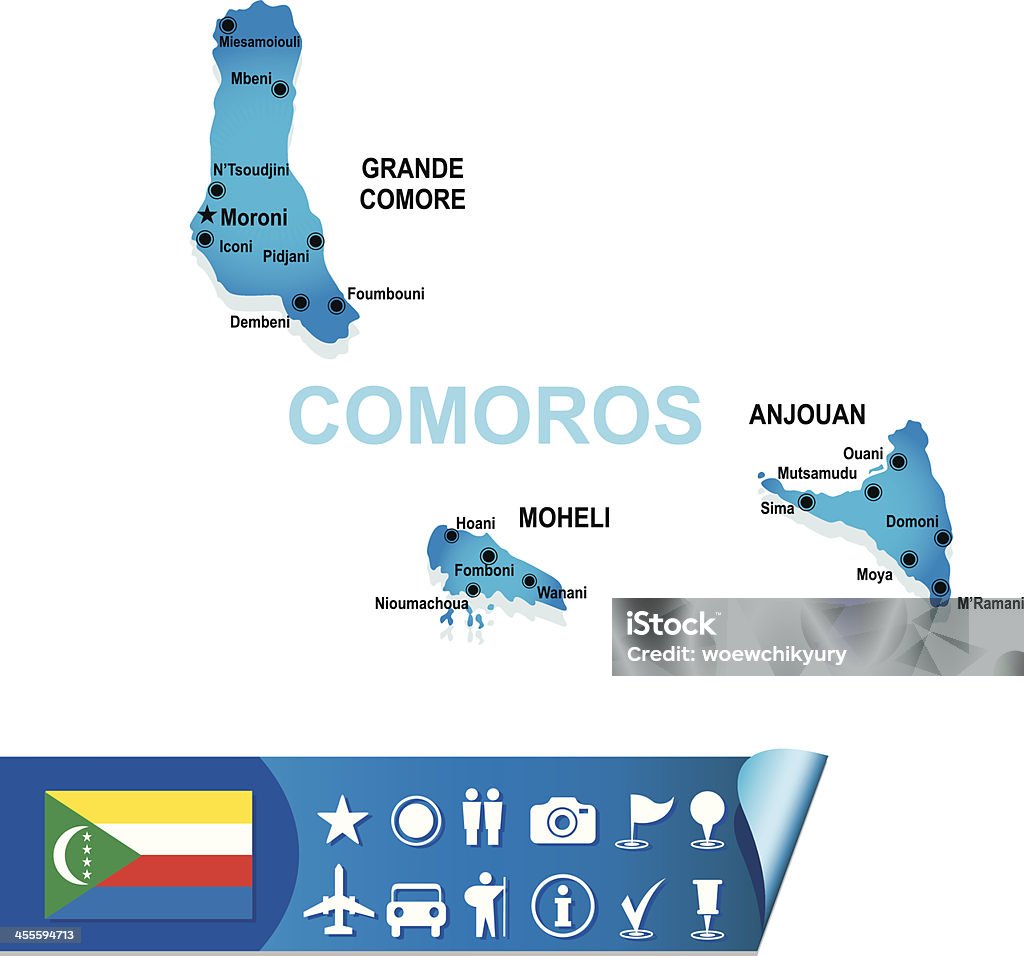 Коморские острова Векторная карта - Векторная графика Африка роялти-фри