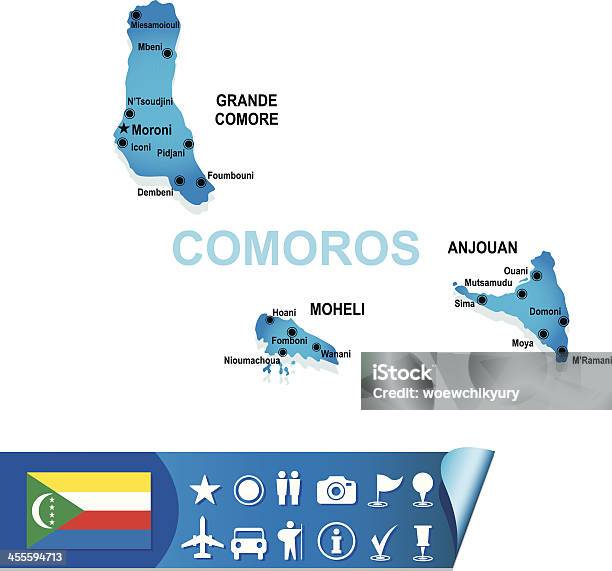 Коморские Острова Векторная Карта — стоковая векторная графика и другие изображения на тему Африка - Африка, Векторная графика, Географические объекты