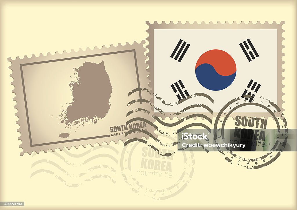 Почтовая марка Южная Корея - Векторная графика Иллюстрация роялти-фри