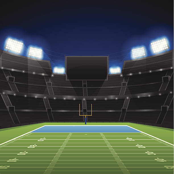 ilustraciones, imágenes clip art, dibujos animados e iconos de stock de estadio de fútbol americano - portería artículos deportivos