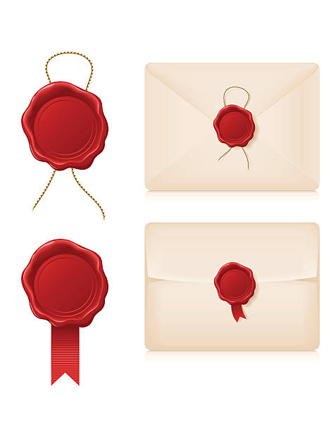 Wax Seals and Envelopes vector art illustration