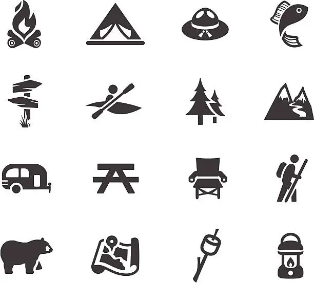Vector illustration of Camping and Outdoors Symbols