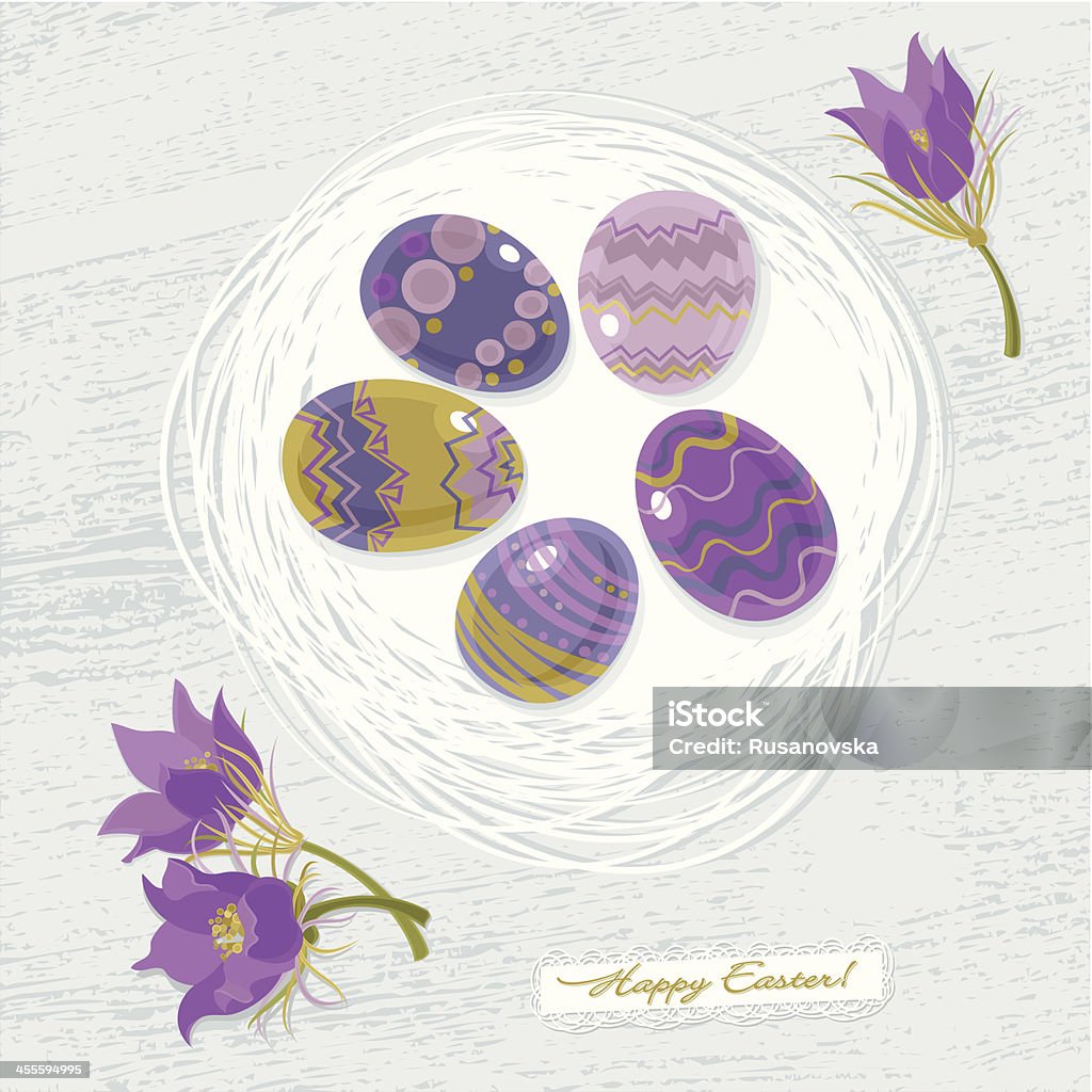 Joyeuses Pâques ! (Carte de voeux) - clipart vectoriel de Arbre en fleurs libre de droits